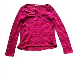 SPLENDID Sweater High Low Hem Medium Semi Sheer Pink Orange Long Sleeve.